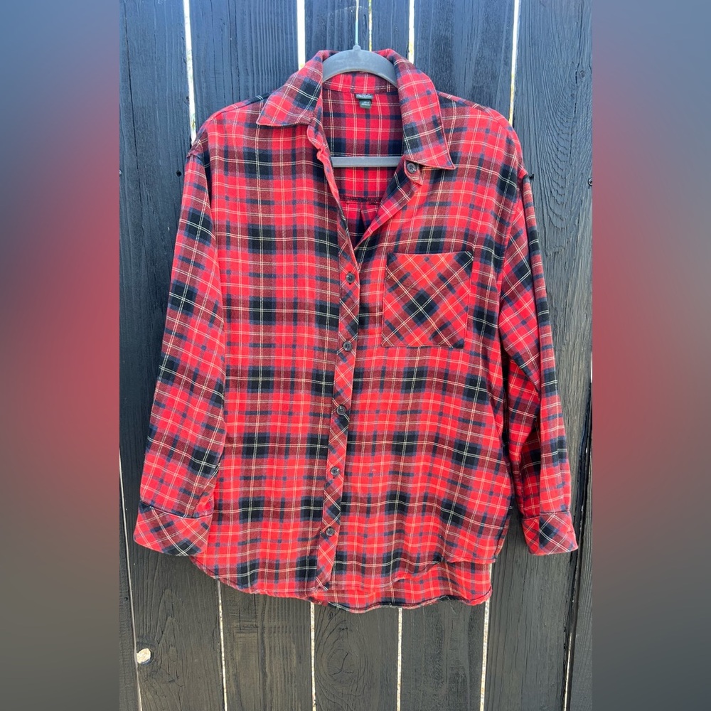 Wild Fable Red and Black Plaid Button Down Shirt